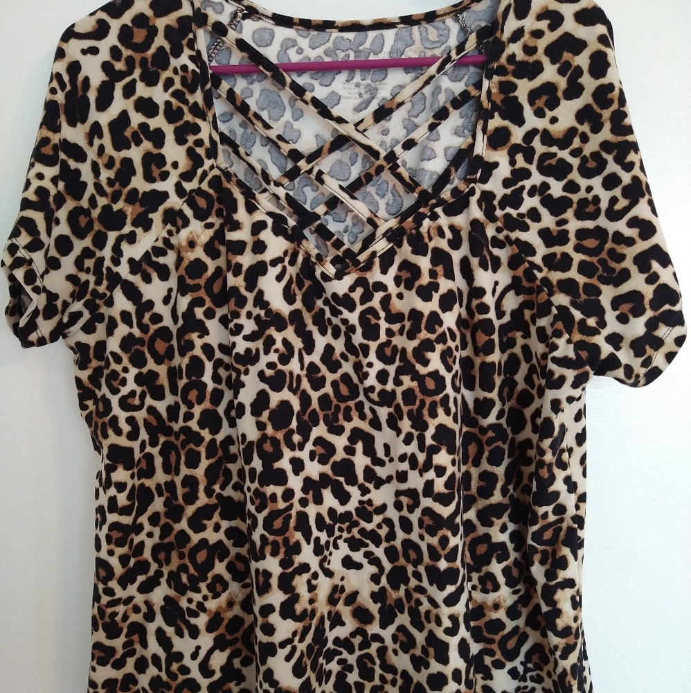 Cheetah Print Criss Cross Shirt
